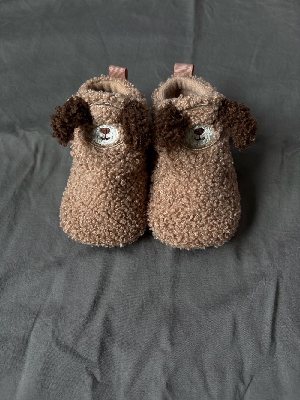 Cozy Teddy Baby Booties in Light Brown